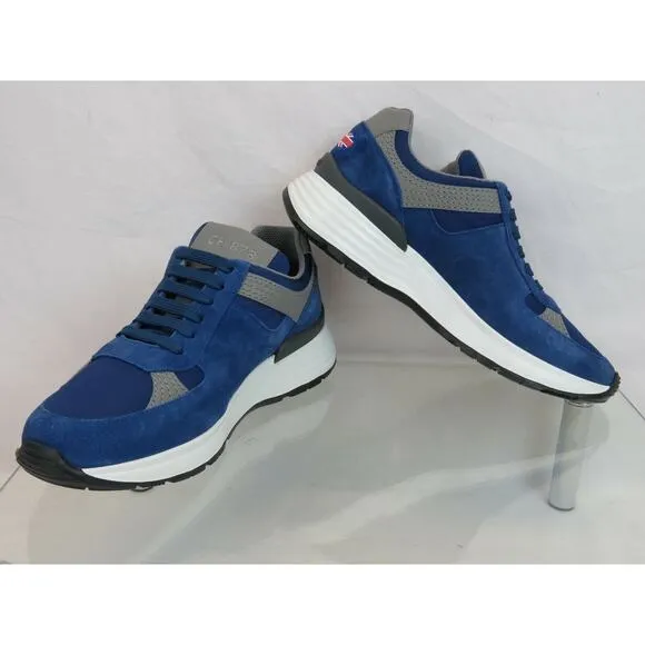 CHURCH'S by PRADA CH873 LIGHT BLUE SUEDE NYLON LOGO SNEAKERS 38.5 ITALY
