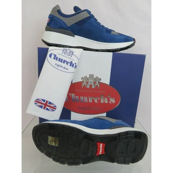 CHURCH'S by PRADA CH873 LIGHT BLUE SUEDE NYLON LOGO SNEAKERS 38.5 ITALY