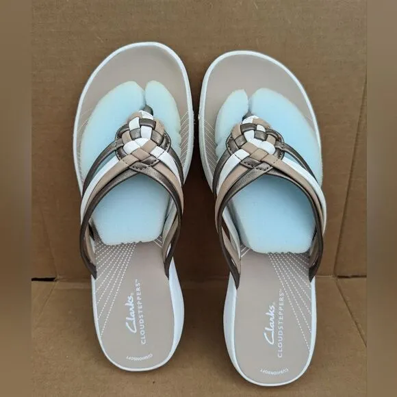 Clarks Breeze Coral Woven Strap Flip-Flop Sandals Summer Beach Womens Size 9