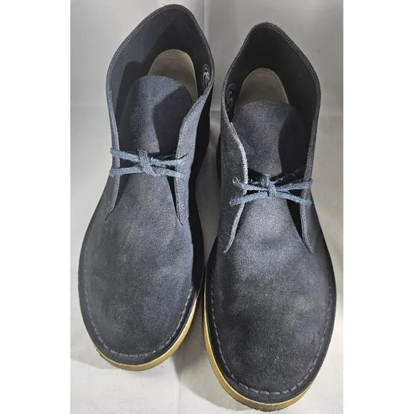 Clarks Men's Originals Desert Chukka  Dark Navy Blue Suede Boots  Size 10