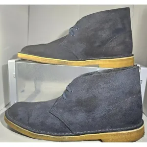 Clarks Men's Originals Desert Chukka  Dark Navy Blue Suede Boots  Size 10