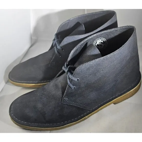 Clarks Men's Originals Desert Chukka  Dark Navy Blue Suede Boots  Size 10