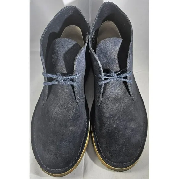 Clarks Men's Originals Desert Chukka  Dark Navy Blue Suede Boots  Size 10