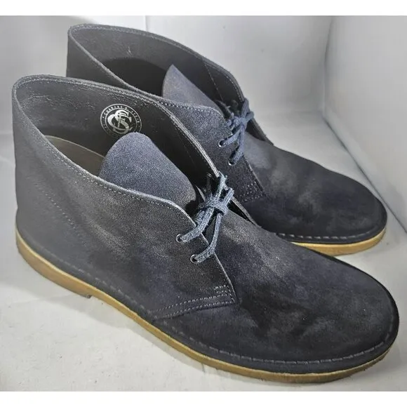 Clarks Men's Originals Desert Chukka  Dark Navy Blue Suede Boots  Size 10