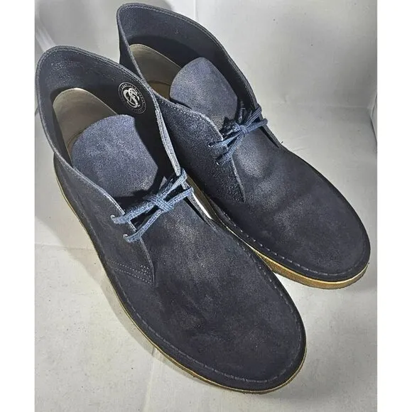 Clarks Men's Originals Desert Chukka  Dark Navy Blue Suede Boots  Size 10