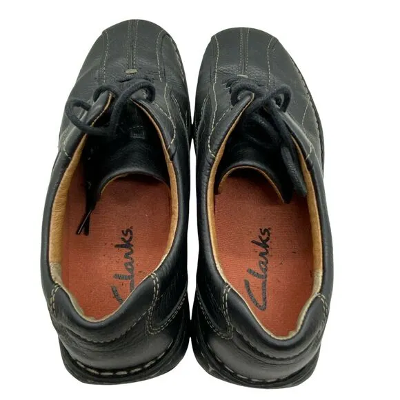 Clarks Oxford Shoes Mens Nebulae 75052 Black Leather Lace Up Round Toe Size 10 W