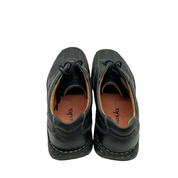Clarks Oxford Shoes Mens Nebulae 75052 Black Leather Lace Up Round Toe Size 10 W