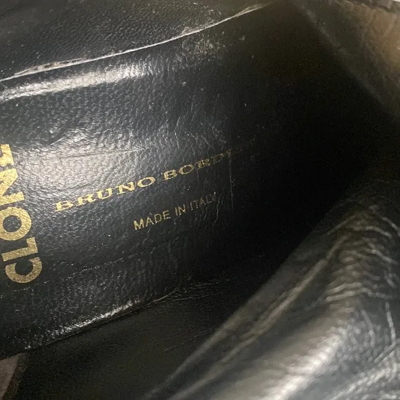 Clone Bruno Bordese Knee High Platform Wedge Black Leather Boots Made in Italy
