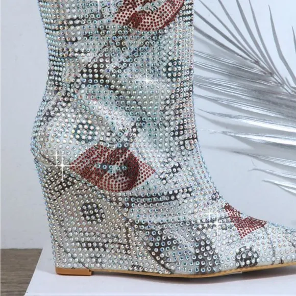 Closed Toe Knee High Wedge Boots