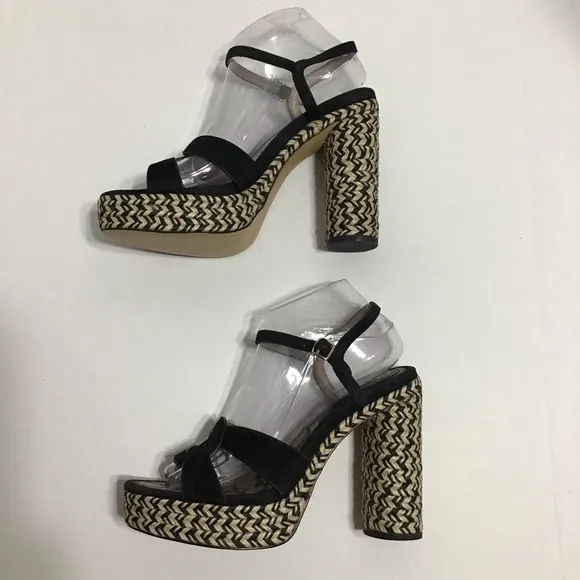 Coach Black Suede Upper Talina Platform Dress Adjustable Buckle Sandal Sz 9