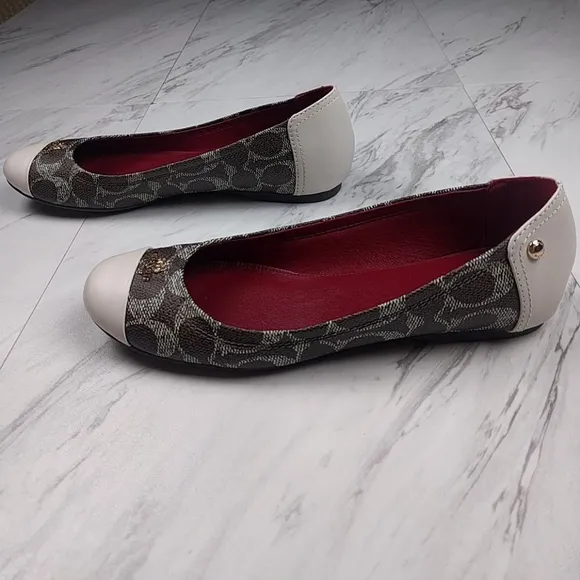 COACH Chelsea Brown Signature Leather Ballet Flat