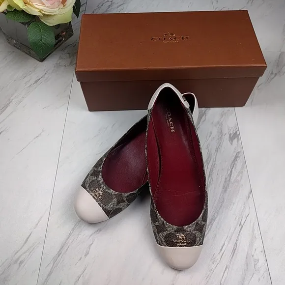COACH Chelsea Brown Signature Leather Ballet Flat