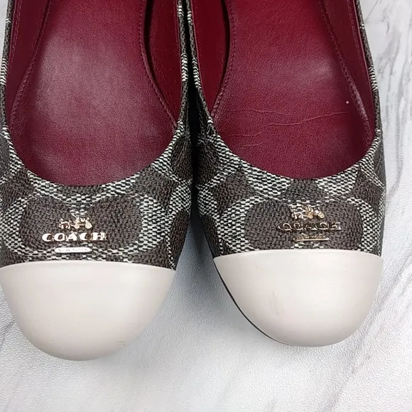COACH Chelsea Brown Signature Leather Ballet Flat