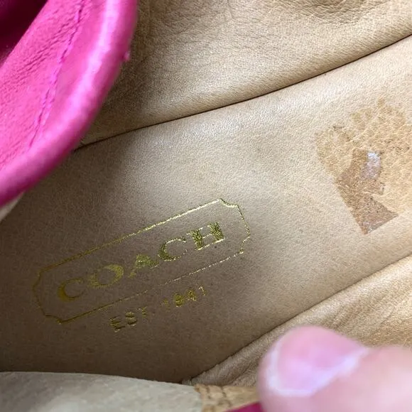 Coach Delphine Ballet Flats Womens 8.5 Slip On Buckle Pink Brown Leather