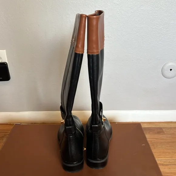 Coach Eva Knee High Boots: Black &amp; Brown - NWT