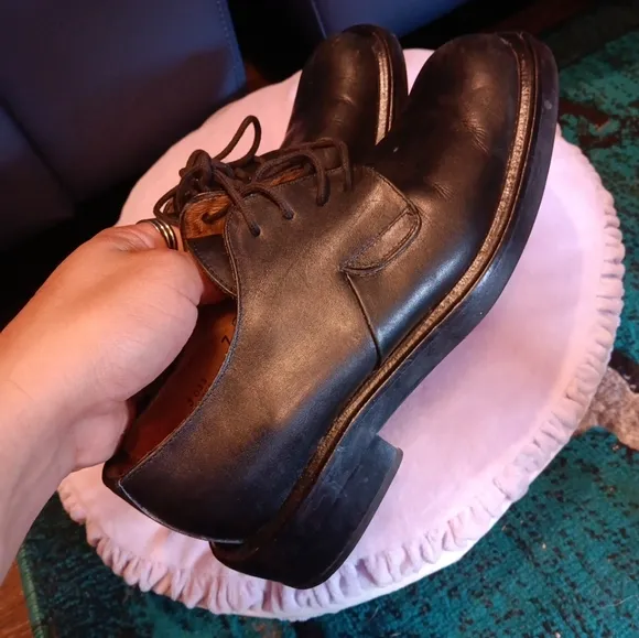 Coach Oxford Lace Shoes J 033 Black Wool Upper &amp; Leather Lining Women's 7B
