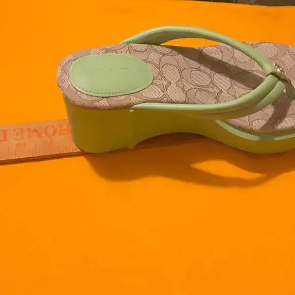 Coach Pistachio (Green) Platform Wedge Flip Flops Size 9, NWT