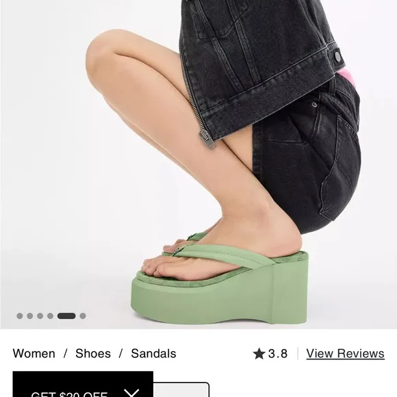 Coach Pistachio (Green) Platform Wedge Flip Flops Size 9, NWT