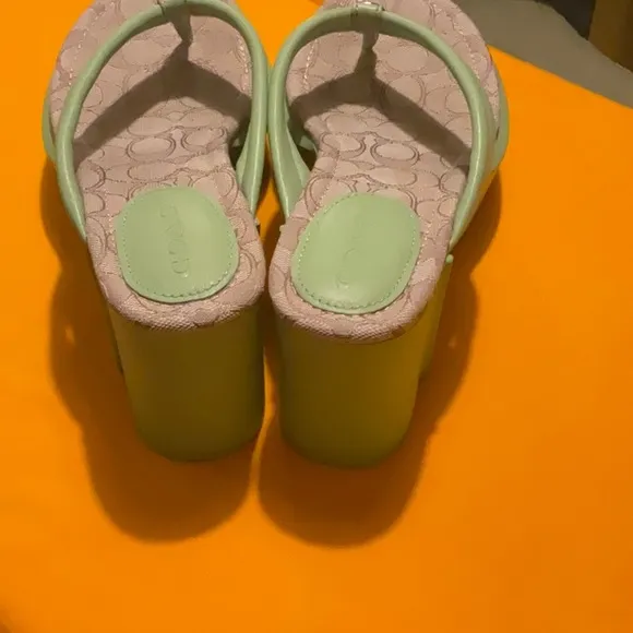 Coach Pistachio (Green) Platform Wedge Flip Flops Size 9, NWT