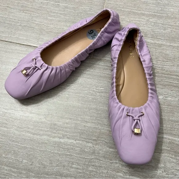 Coach Purple Leather Slip on Eleanor Ballet Flat Shoes in Purple Lilac Sz 9.5
