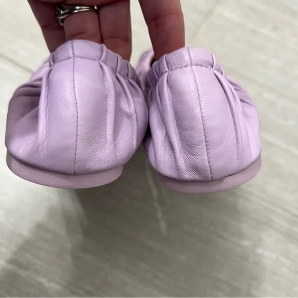 Coach Purple Leather Slip on Eleanor Ballet Flat Shoes in Purple Lilac Sz 9.5