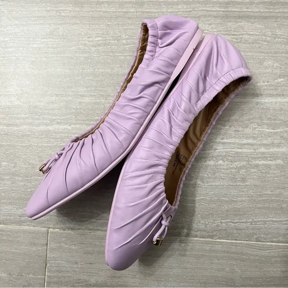 Coach Purple Leather Slip on Eleanor Ballet Flat Shoes in Purple Lilac Sz 9.5
