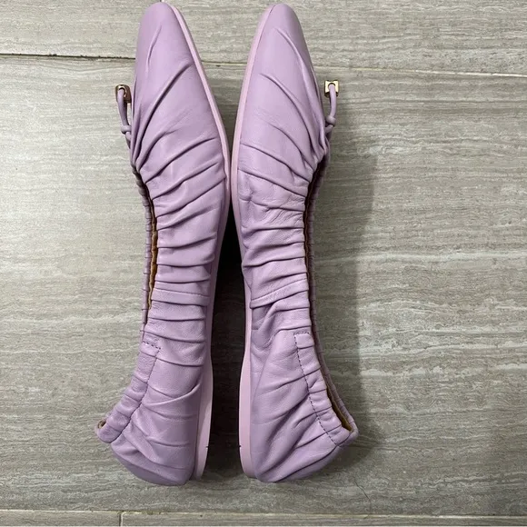 Coach Purple Leather Slip on Eleanor Ballet Flat Shoes in Purple Lilac Sz 9.5