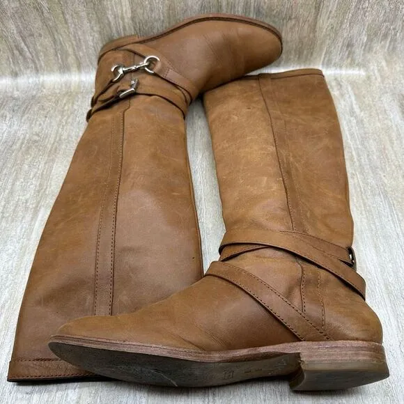 Coach Riding Boots Womens 6.5 Marlena Vintage‎ Caramel Brown Knee High Horse Bit