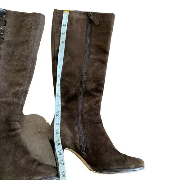 Cole Haan Boots Heels Aliya D25925 Brown Suede Knee High Almond Toe Size 7.5 B