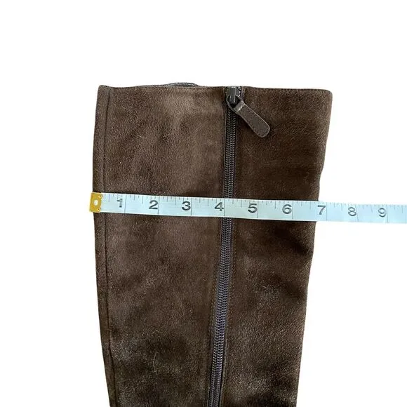 Cole Haan Boots Heels Aliya D25925 Brown Suede Knee High Almond Toe Size 7.5 B