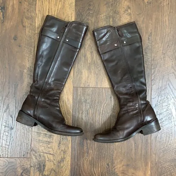 Cole Haan Brown Leather Zip-Up Knee High Boots 7.5