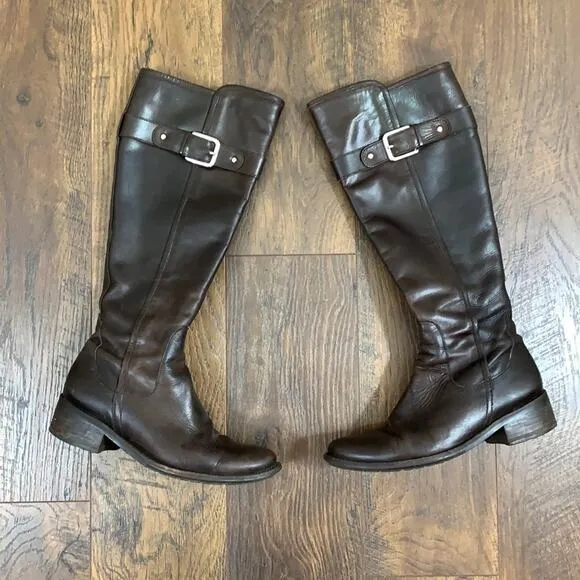 Cole Haan Brown Leather Zip-Up Knee High Boots 7.5