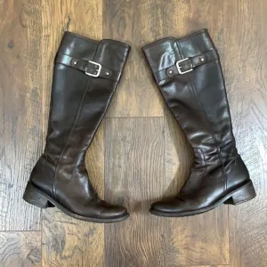 Cole Haan Brown Leather Zip-Up Knee High Boots 7.5