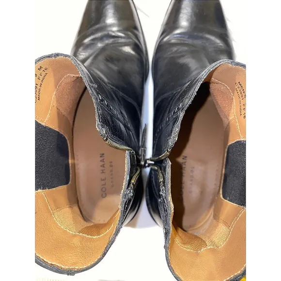 Cole Haan Chelsea Boots C23091 Mens Ankle Boots Leather Elastic Side Black 9