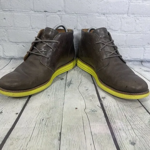 Cole Haan Chukka Boots Men's Size 9 1/2 M Zerogrand Grand.Os Brown/Green Lace