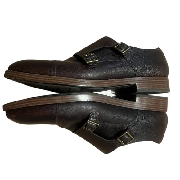 Cole Haan dark brown leather Henry double monk strap dress shoes