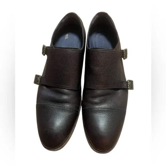Cole Haan dark brown leather Henry double monk strap dress shoes