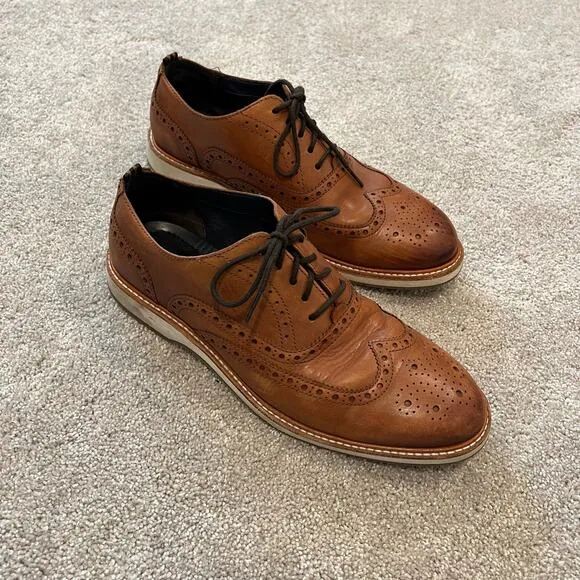 Cole Haan Grand OS Morris Brown‎ Wingtip Oxford Shoes Size 8.5 M
