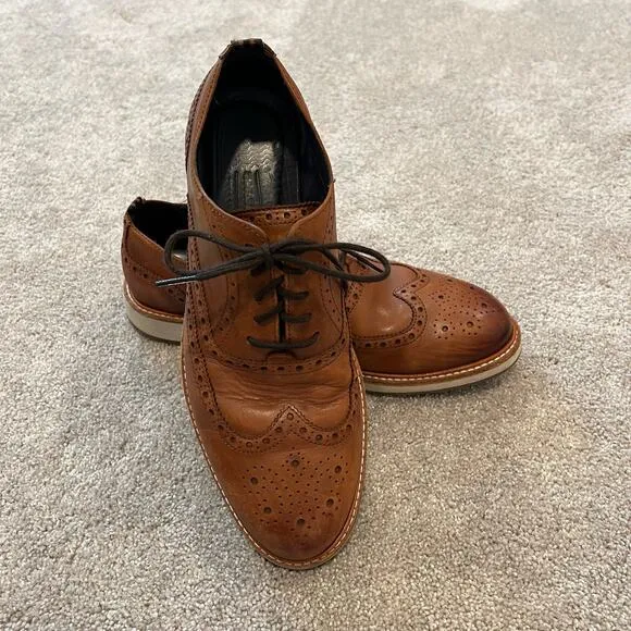 Cole Haan Grand OS Morris Brown‎ Wingtip Oxford Shoes Size 8.5 M