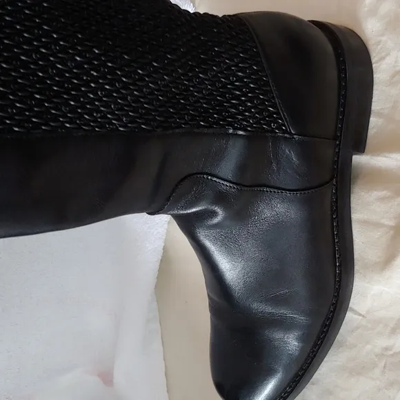 Cole Haan Knee High Black Leather Boots