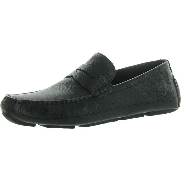 Cole Haan Mens Wyatt Black Leather Slip On Comfort Insole Loafers Shoes NWOB