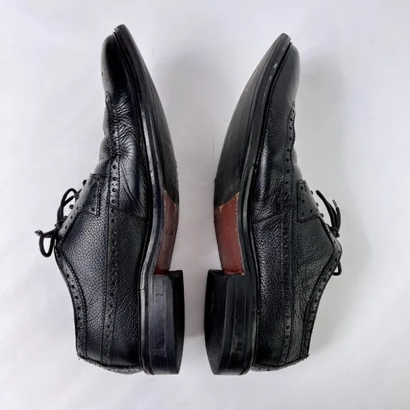 Cole Haan Williams Longwing Derby II Black Pebbled Leather Lace Dress Shoes 10.5