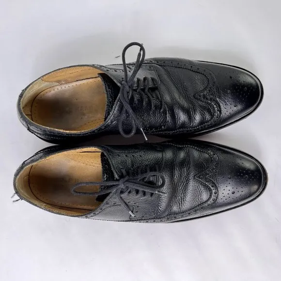 Cole Haan Williams Longwing Derby II Black Pebbled Leather Lace Dress Shoes 10.5