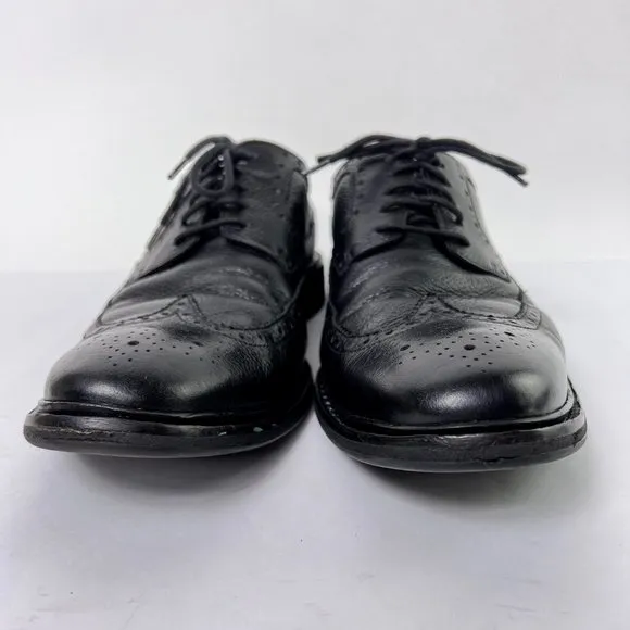 Cole Haan Williams Longwing Derby II Black Pebbled Leather Lace Dress Shoes 10.5