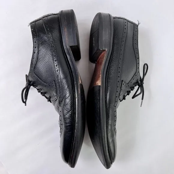 Cole Haan Williams Longwing Derby II Black Pebbled Leather Lace Dress Shoes 10.5