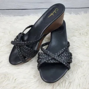 Cole Haan Women's Black Leather Slide Mules Platform Sandals Sz MUST READ!