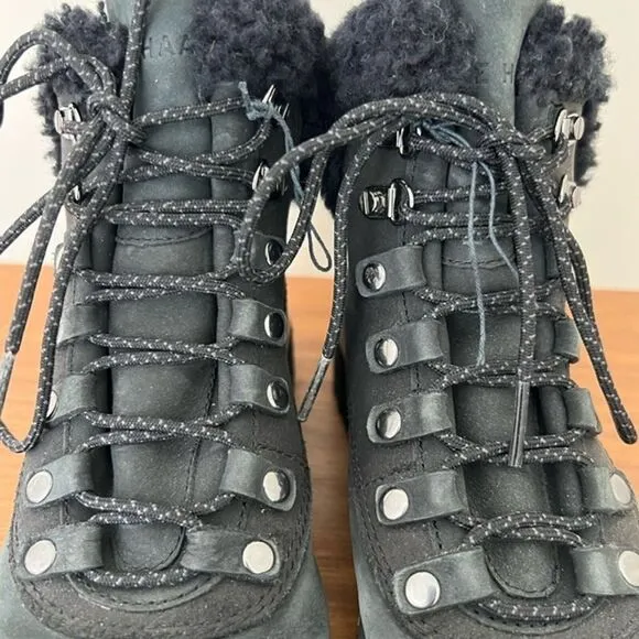 Cole Haan zero ground explorer hiking boots black 6 women suede