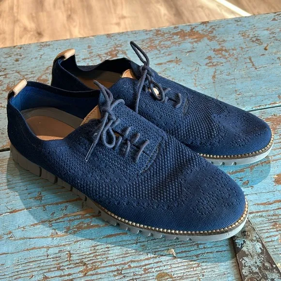 Cole Haan Zerogrand Stitchlite C27844 Mens Blue Wingtip Oxford Casual Shoes 10
