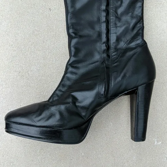 Colin Stuart platform heel knee high leather boots Size 8