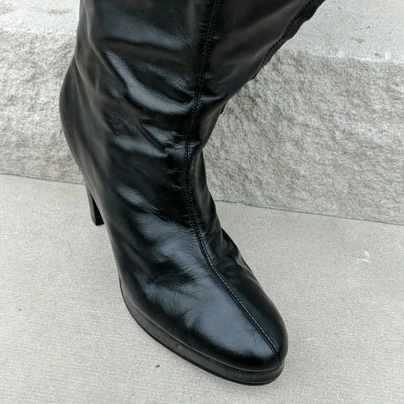 Colin Stuart platform heel knee high leather boots Size 8